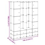 vidaXL Cabinet modulable avec 18 compartiments blanc 37x146x180 5 cm