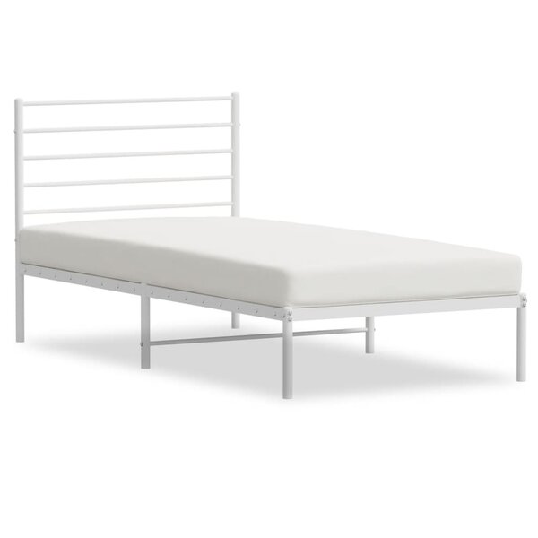 vidaXL Cadre de lit métal avec tête de lit blanc 80x200 cm