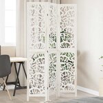 vidaXL Cloison de séparation 3 panneaux blanc bois de paulownia massif