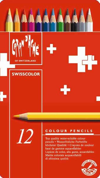 Crayons de couleur Swisscolor étui métal de 12 CARAN D'ACHE