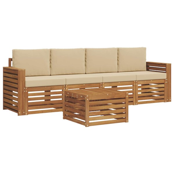vidaXL Ensemble de canapés d'extérieur 5 pc Naturel et Beige