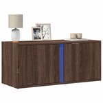 vidaXL Meuble TV mural avec lumières LED chêne marron 80x31x35 cm