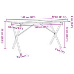 vidaXL Table à manger cadre en X 160x80x75 cm bois de pin massif fonte