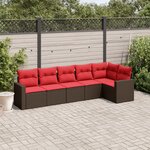 vidaXL Salon de jardin 6 Pièces avec coussins marron résine tressée