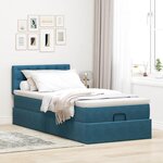 vidaXL Cadre de lit ottoman avec matelas bleu foncé 90x200 cm velours