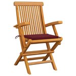 vidaXL Chaises de jardin avec coussins rouge bordeaux lot de 3 Teck