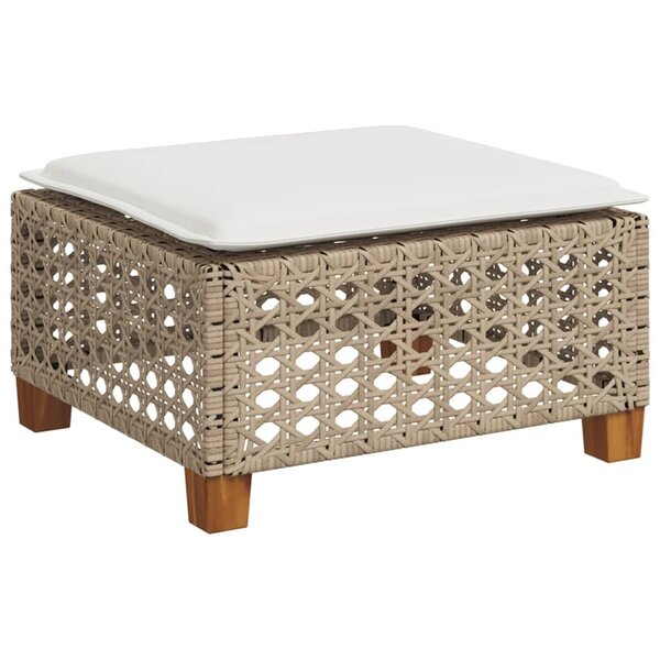 vidaXL Tabouret de jardin et coussin beige 63 5x56x32cm résine tressée