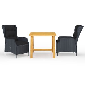 vidaXL Ensemble à manger de jardin 3 Pièces Gris foncé