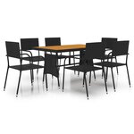 vidaXL Mobilier à dîner d'extérieur 7 Pièces Résine tressée Noir