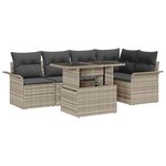 vidaXL Ensemble de canapé de jardin 6 Pièces Gris clair Poly rotin