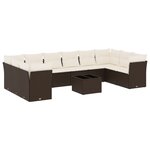vidaXL Salon de jardin et coussins 11 Pièces marron résine tressée
