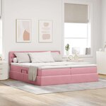 vidaXL Lit de rangement LED avec matelas Rose 200 x 200 cm Velours