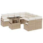 vidaXL Ensemble de canapé de jardin 9 Pièces Beige Poly rotin