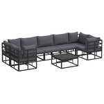 vidaXL Ensemble de canapé de jardin Noir Aluminium