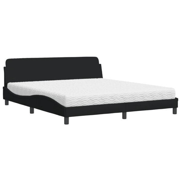 vidaXL Lit avec matelas noir 180x200 cm tissu