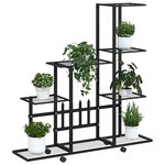 vidaXL Support pour plantes sur roues 94 5x25x92 5 cm Noir Métal