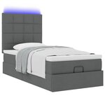 vidaXL Lit ottoman avec matelas et LED gris foncé 90x200 cm tissu