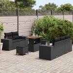 vidaXL Ensemble de canapé de jardin 8 Pièces Noir polyrotin