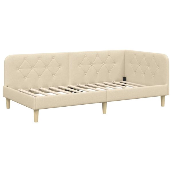 vidaXL Cadre de lit d'angle Crème 100 x 200 cm tissu