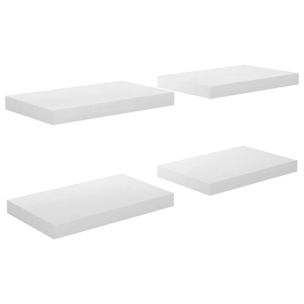 vidaXL Étagère murale flottante 4 Pièces Blanc brillant 40x23x3 8 cm MDF