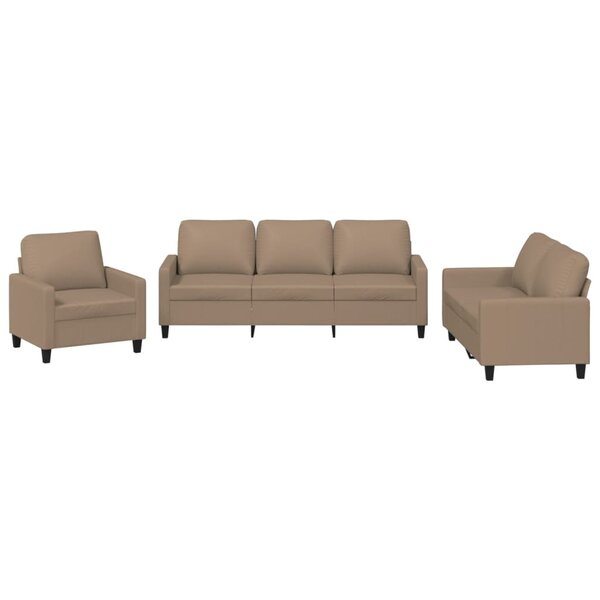 vidaXL Ensemble de canapés 3 Pièces avec coussins Cappuccino Similicuir