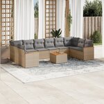 vidaXL Salon de jardin et coussins 11 Pièces mélange beige résine tressée