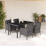 vidaXL Ensemble à manger de jardin coussins 5Pièces Noir Résine tressée