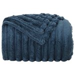 vidaXL Jeté Bleu marine 270 x 240 cm Toison