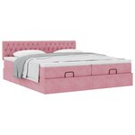 vidaXL Cadre de lit ottoman avec matelas rose 160x200 cm velours
