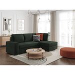 Canapé d'angle droit convertible ARTEMIS 4 places - Velours côtelé vert foncé - 246 x 174 x 96 cm