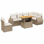 vidaXL Salon de jardin avec coussins 7 Pièces beige résine tressée