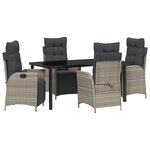 vidaXL Ensemble de 5 pièces de salle à manger de jardin gris clair en poly rattan