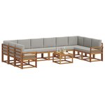 vidaXL Ensemble de canapés d'extérieur 11 pc Gris Naturel et Clair