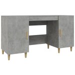 Bureau table poste de travail meuble d'ordinateur informatique étude 140 x 50 x 75 cm bois d'ingénierie gris 02_0023842