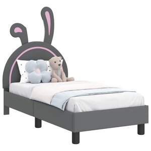 vidaXL Cadre de lit pour tout-petit avec tête de lit Gris clair PU
