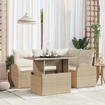 vidaXL Ensemble de canapé de jardin 5 Pièces Beige 100 x 55 x 73 cm