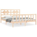 vidaXL Cadre de lit avec tête de lit king size bois massif