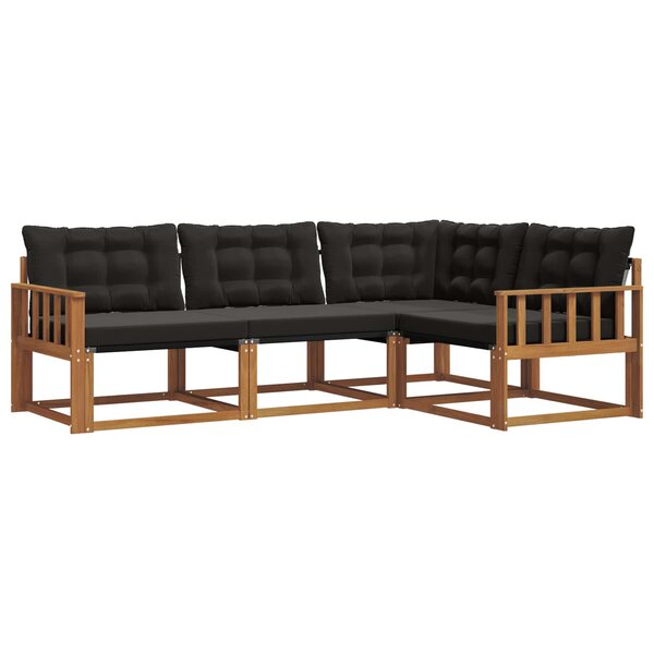 vidaXL Ensemble de canapés d'extérieur 4 pc Naturel et Noir