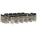 vidaXL Ensemble à manger de jardin et coussins 15 Pièces gris clair rotin
