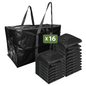 Pack and Move - Lot 16 Grands Sacs Déménagement Rangement Et Transport Ultra Résistant - Réutilisable - Poignées Solides - 100L