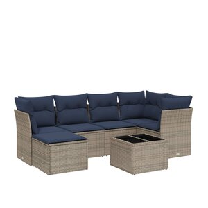 vidaXL Salon de jardin 7 Pièces avec coussins gris résine tressée