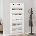 vidaXL Armoires à chaussures murales 2 Pièces Blanc 80x18x90 cm Aggloméré