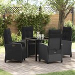 vidaXL Ensemble de salle à manger pour jardin 5 Pièces Noir polyrotin