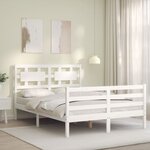 vidaXL Cadre de lit sans matelas blanc bois massif
