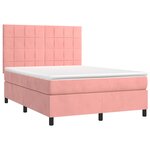 vidaXL Sommier à lattes de lit matelas et LED Rose 140x190 cm Velours