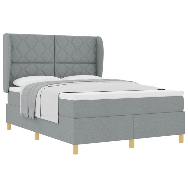 vidaXL Lit à ressorts avec tête de lit Gris clair 200 x 160 cm tissu