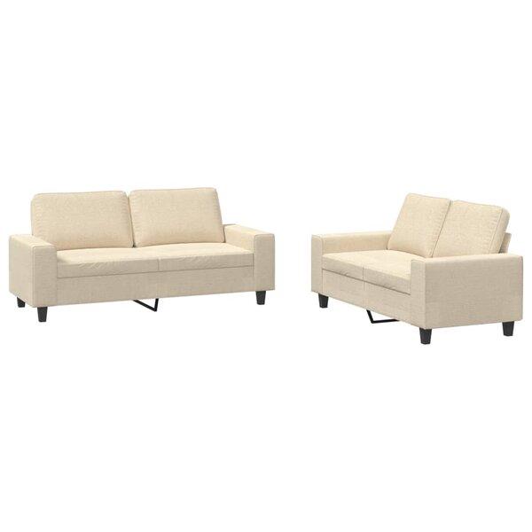 vidaXL Ensemble de canapés 2 Pièces crème tissu