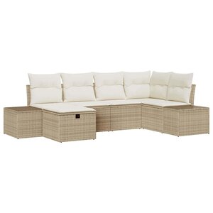 vidaXL Ensemble de canapé de jardin 6 Pièces Beige 55 x 62 x 69 cm
