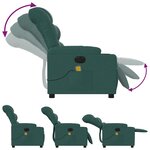 vidaXL Fauteuil de massage inclinable électrique Vert foncé Tissu