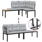 vidaXL Salon de jardin avec coussins 5 Pièces noir acier enduit de poudre